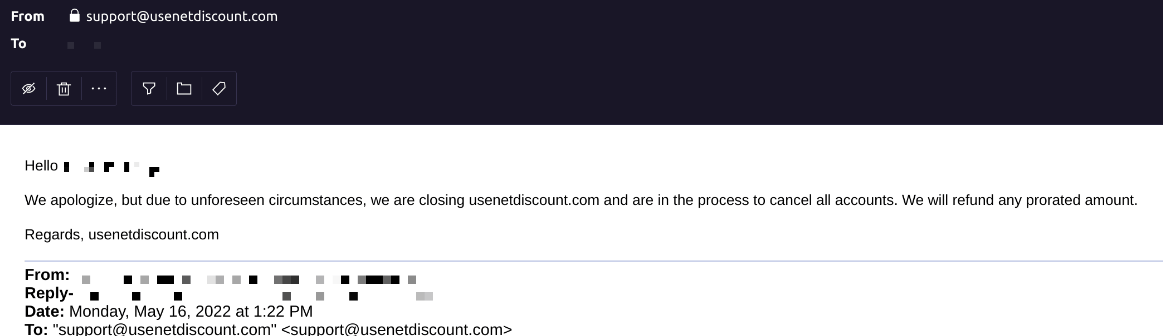 Usenetdiscount Email Alert