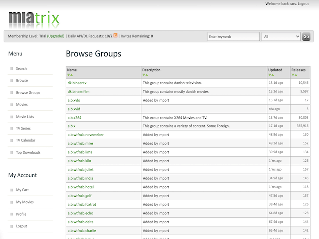 Miatrix Browse Groups
